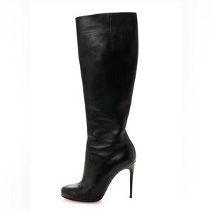 Christian Louboutin Black Leather Knee-High Stiletto Boots